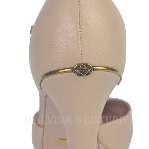 GUCCI SHOES PUMPS PINK LEATHER GG LOGO PLATFORM HIGH HEEL sz 40 10 - Picture 6 of 16